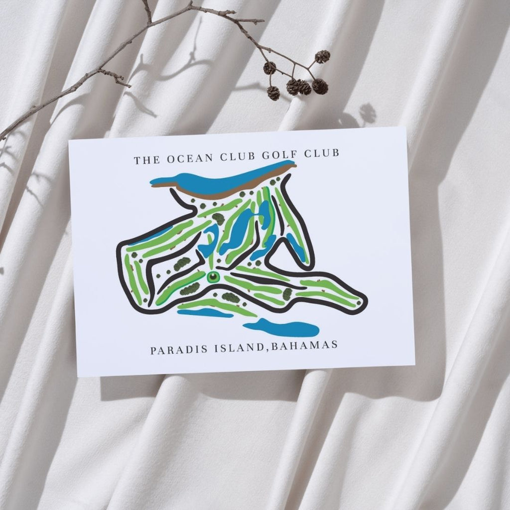 The Ocean Club Golf Club Golf Course Prints, Paradise Island – Bahamas, Golf Map Artwork image 1