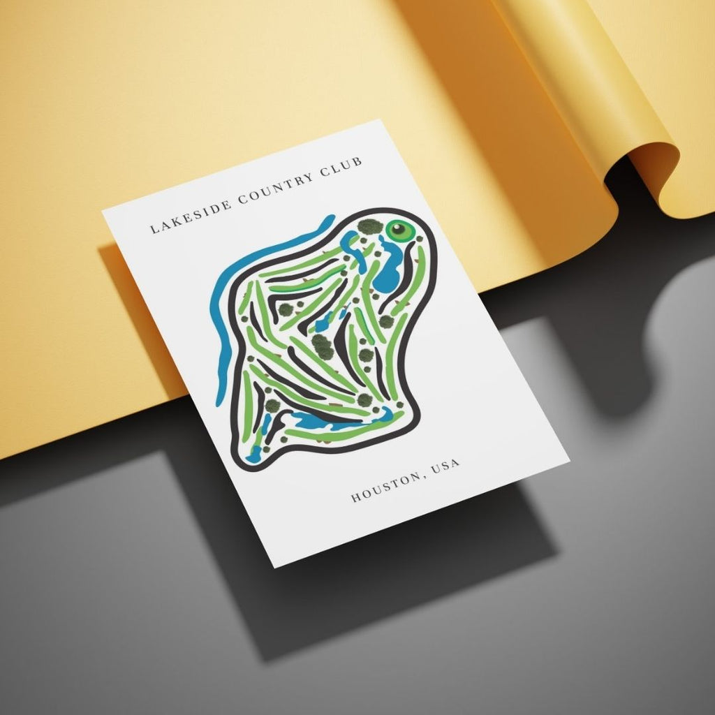 Lakeside Country Club Golf Course Prints, Texas, Golf Map Artwork