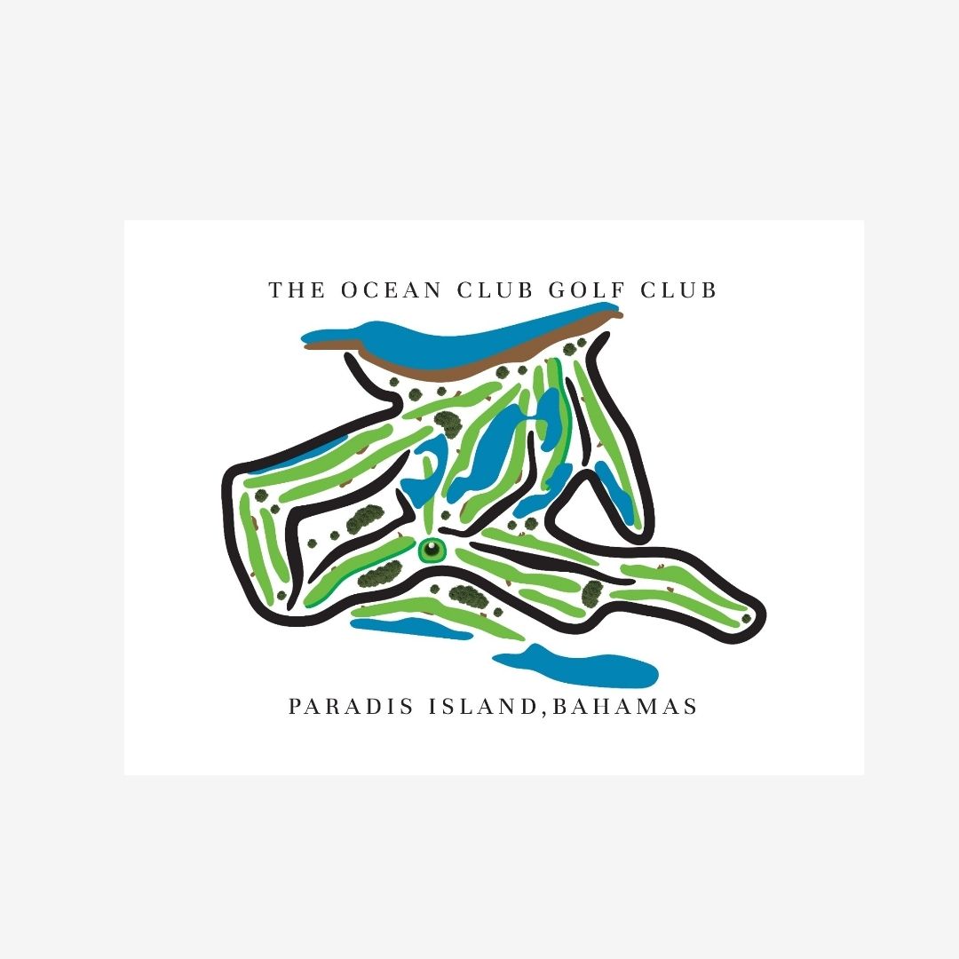 The Ocean Club Golf Club Golf Course Prints, Paradise Island – Bahamas, Golf Map Artwork image 0
