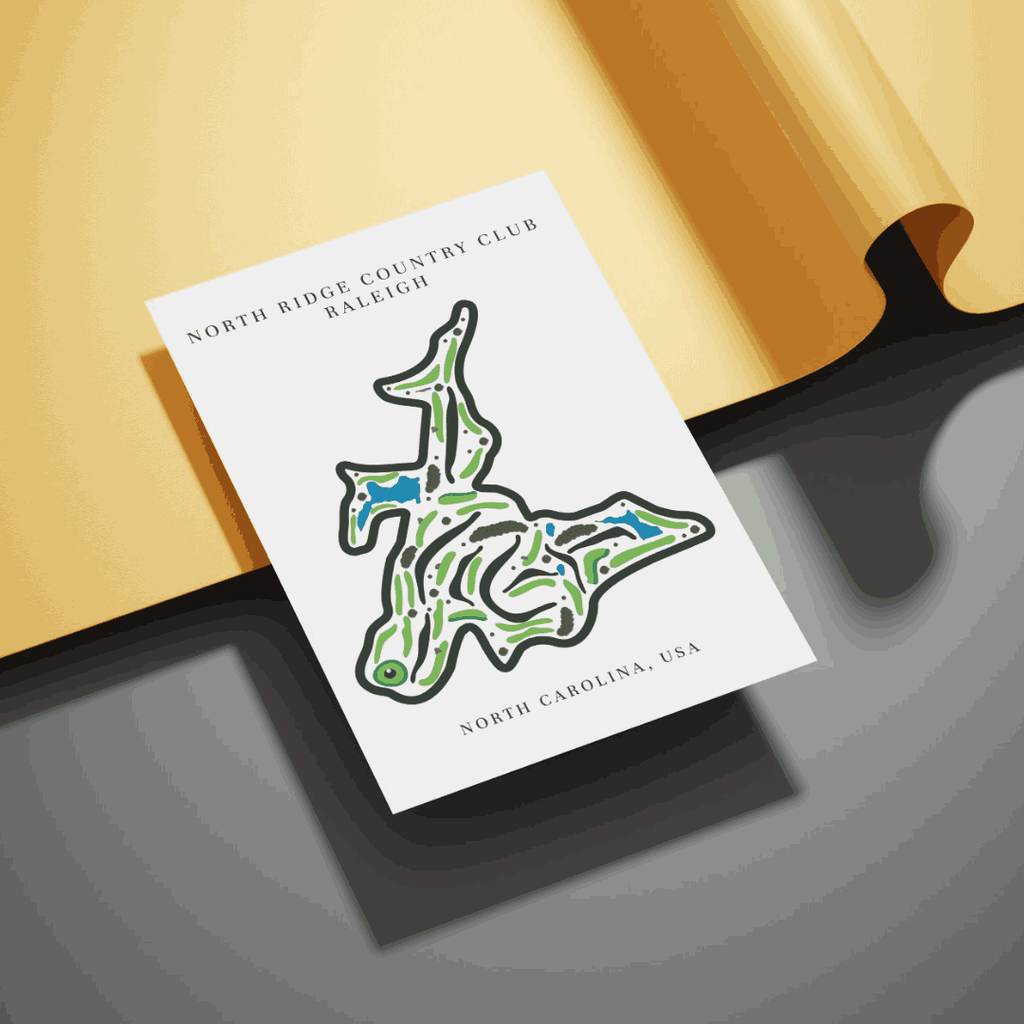North Ridge Country Club Golf Course Print, North Carolina, Golf Map Artworks