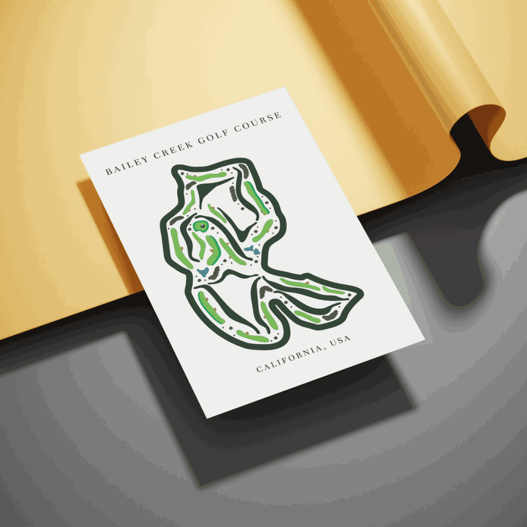 Bailey Creek Golf Course Print, California, Golf Map Artworks