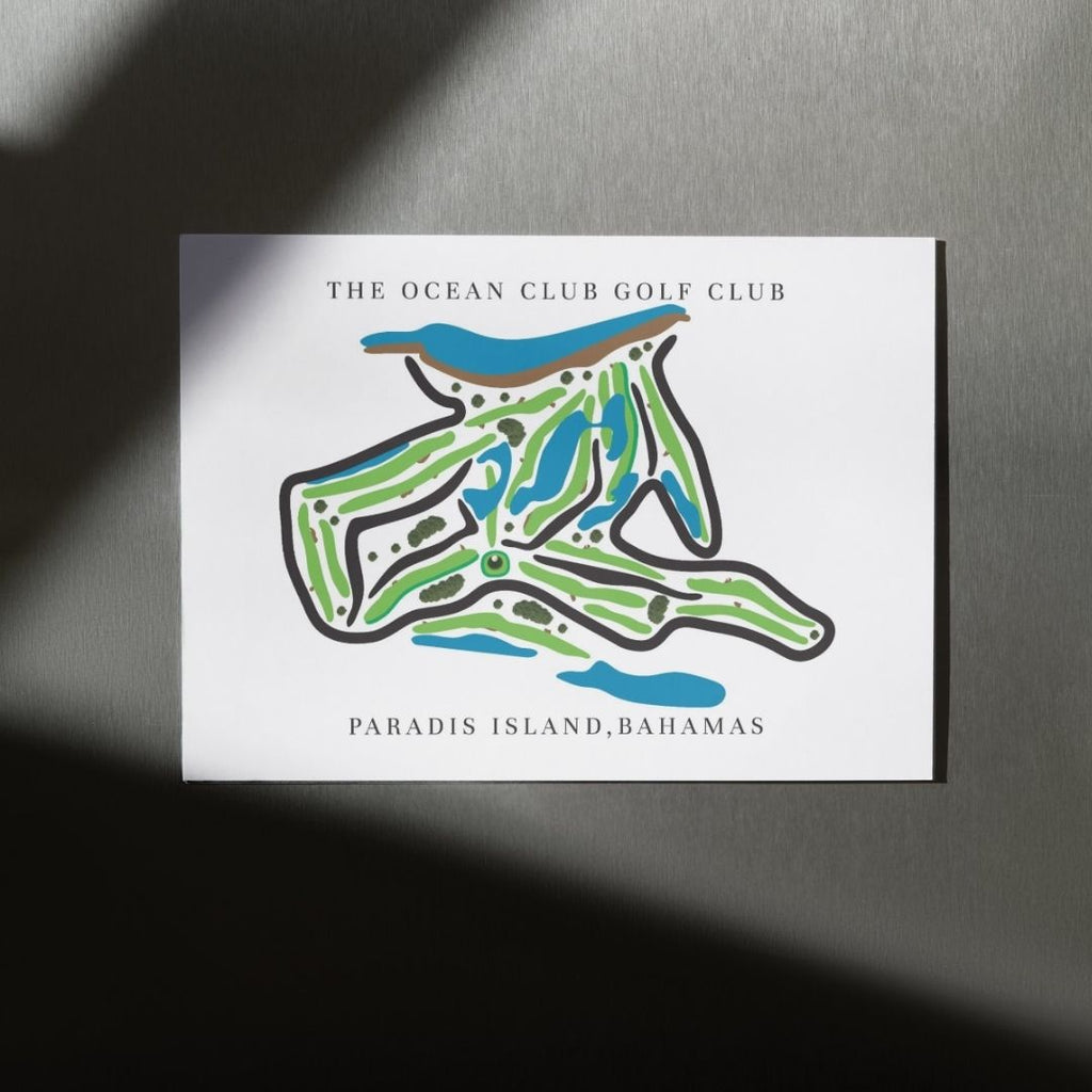 The Ocean Club Golf Club Golf Course Prints, Paradise Island – Bahamas, Golf Map Artwork image 2