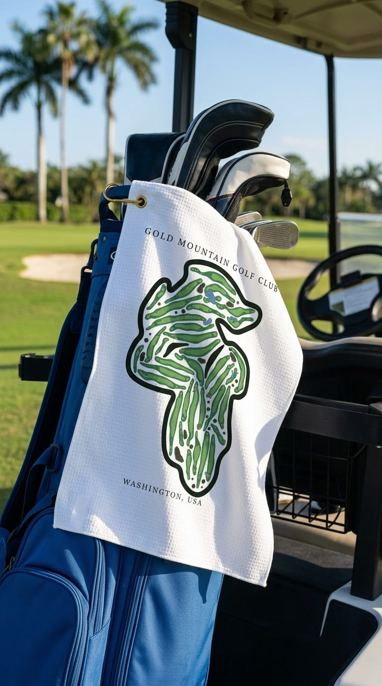 Gold Mountain Golf Club, Washington | Golf Course Print Towels | Golf Course Microfiber image 1