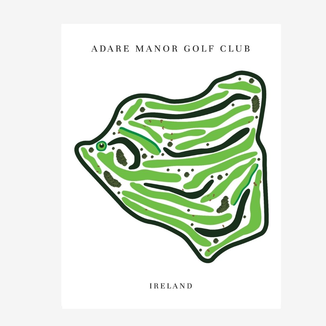 Adare Manor Golf Club Golf Course Prints, Ireland, Golf Map Artwork