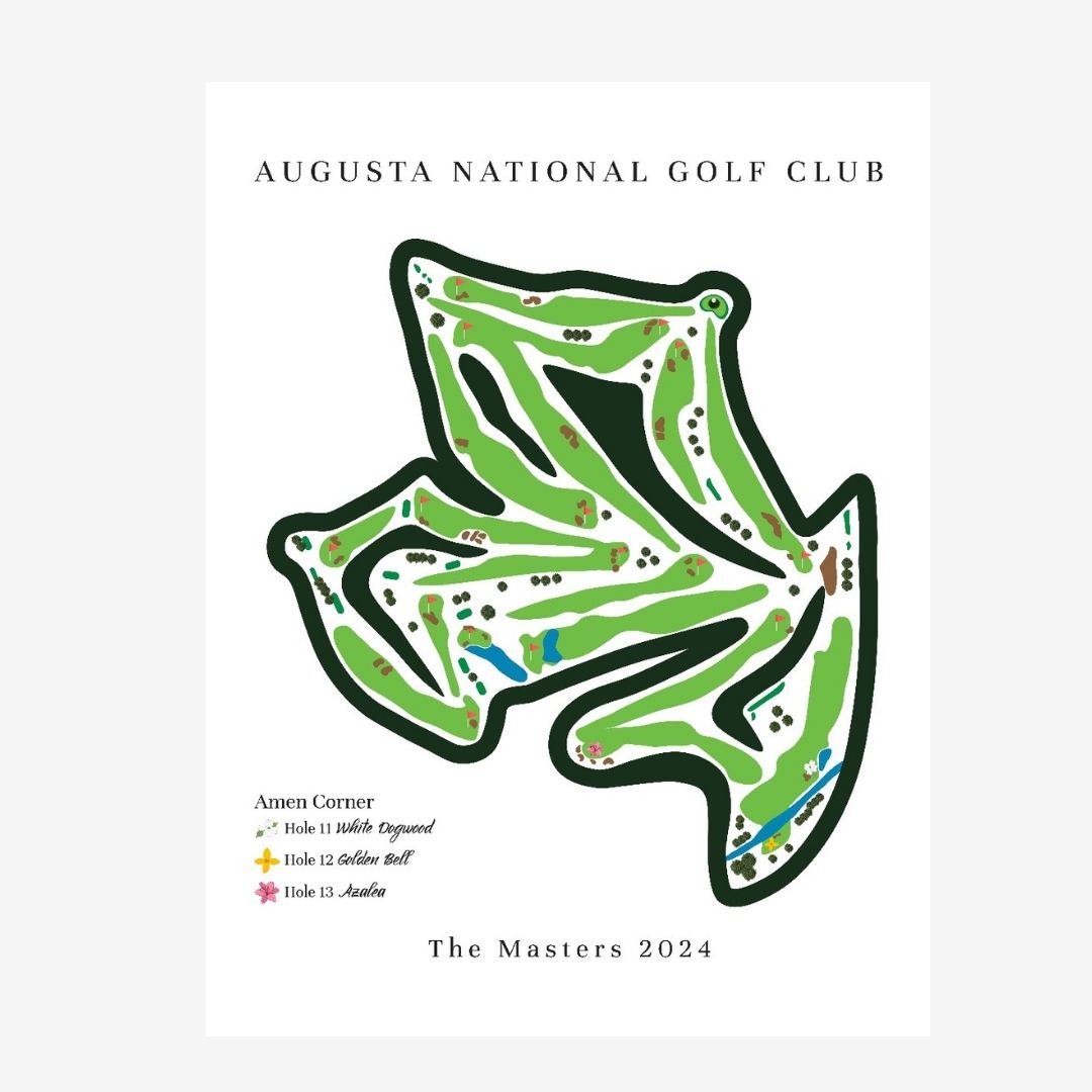 Amen Corner The Masters, Augusta National Golf Club Golf Course Print, Georgia, Golf Map Artwork