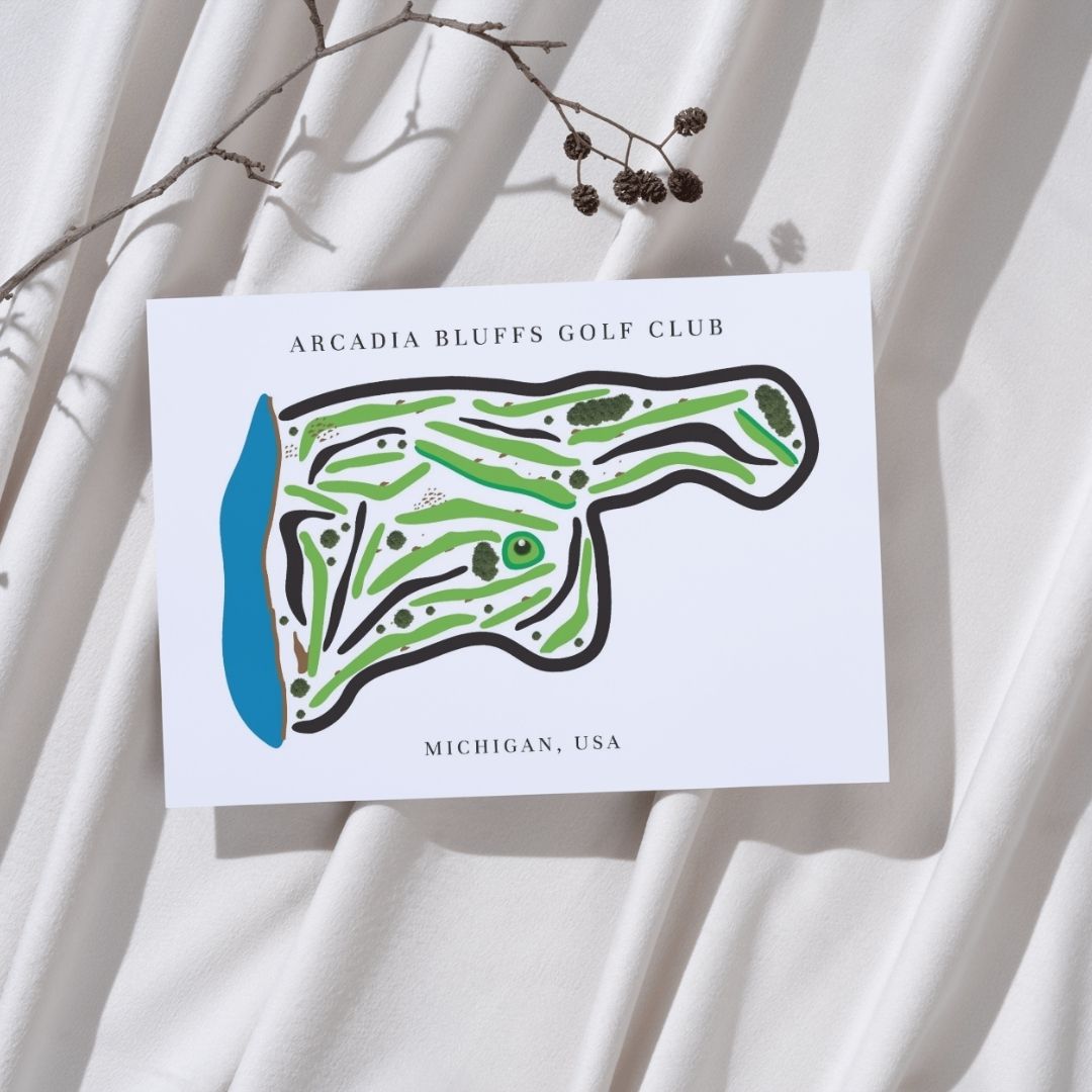 Arcadia Bluffs Golf Club Golf Course Prints, Michigan, Golf Map Artwork
