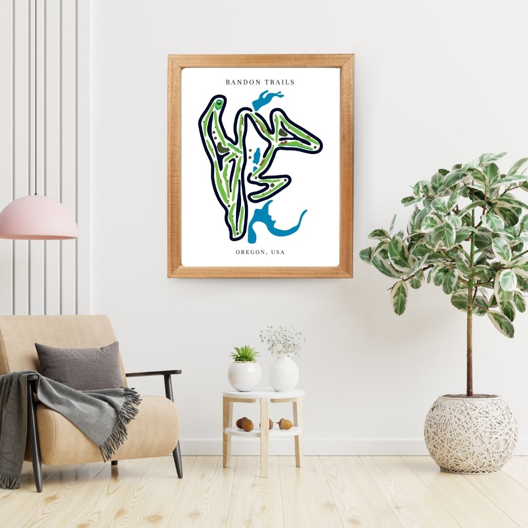 Bandon Trails Golf Course Prints, Oregon, Golf Map Artwork
