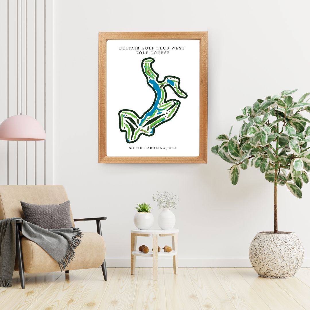 Belfair Golf Club West Golf Course Prints, South Carolina, Golf Map Artwork