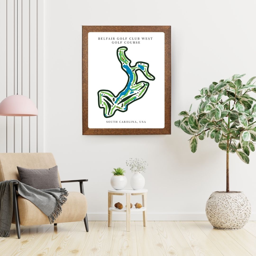 Belfair Golf Club West Golf Course Prints, South Carolina, Golf Map Artwork