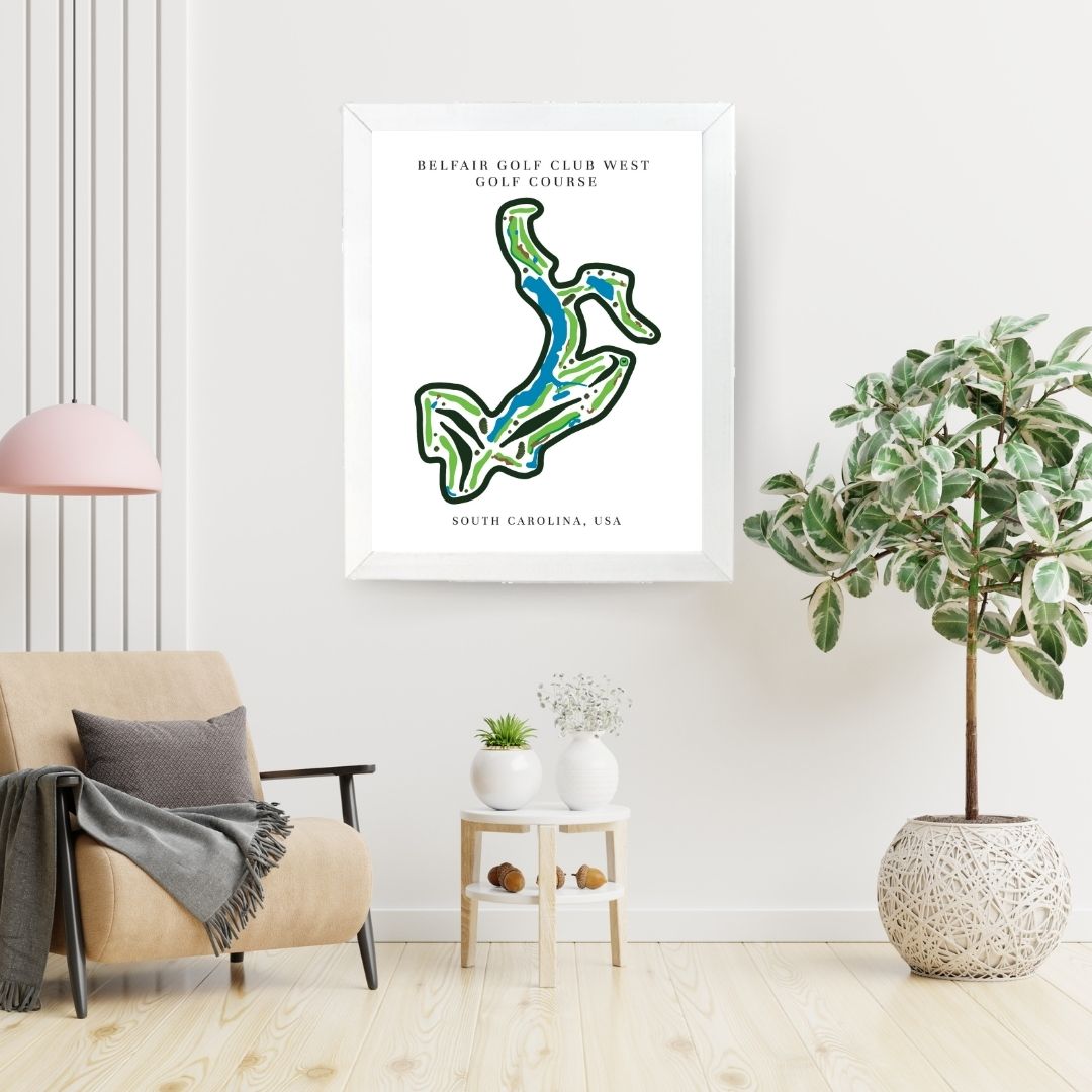 Belfair Golf Club West Golf Course Prints, South Carolina, Golf Map Artwork