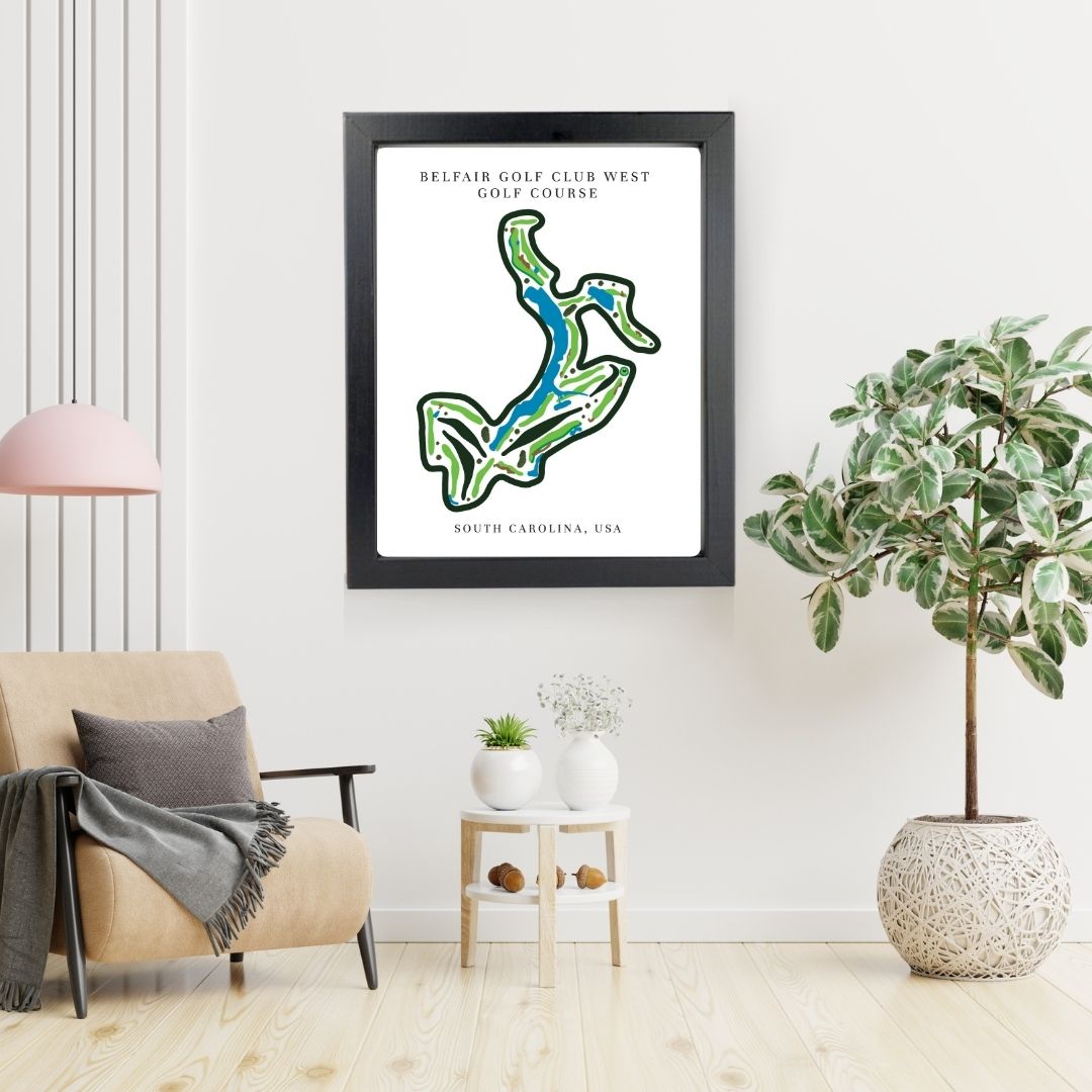 Belfair Golf Club West Golf Course Prints, South Carolina, Golf Map Artwork