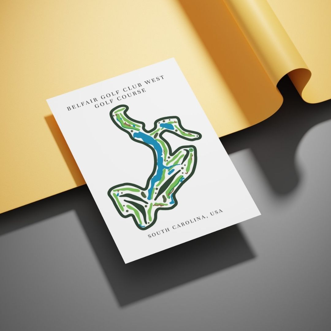 Belfair Golf Club West Golf Course Prints, South Carolina, Golf Map Artwork