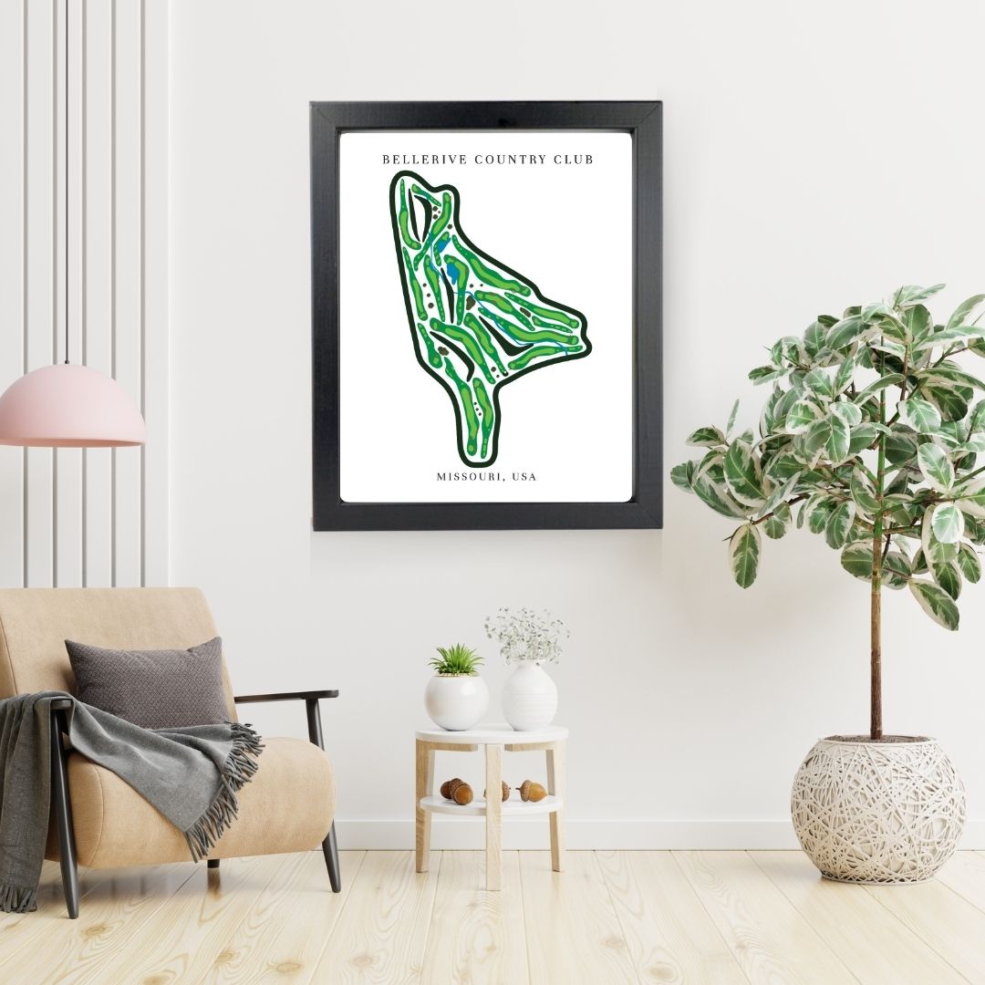 Bellerive Country Club Golf Course Prints, Missouri, Golf Map Artwork