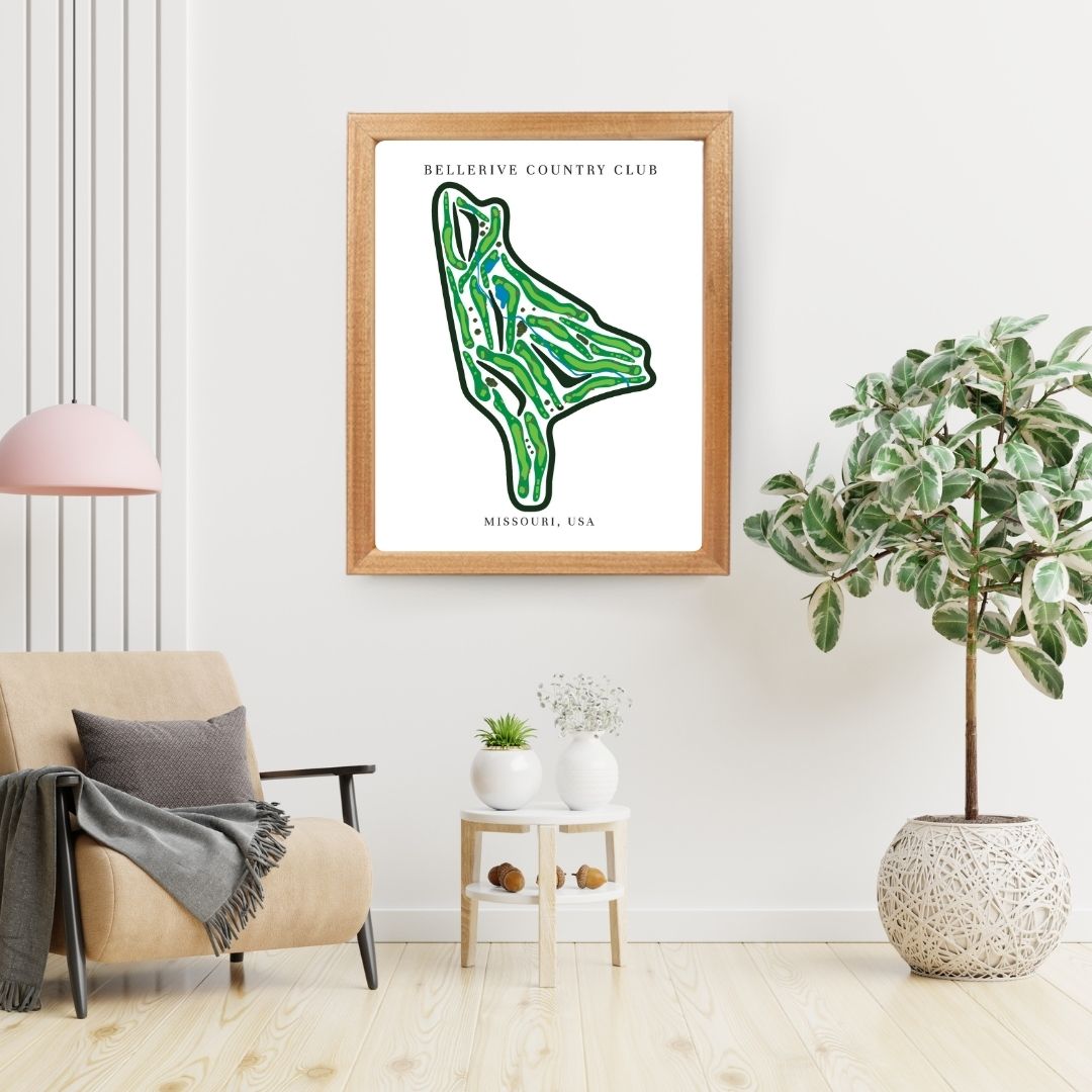 Bellerive Country Club Golf Course Prints, Missouri, Golf Map Artwork