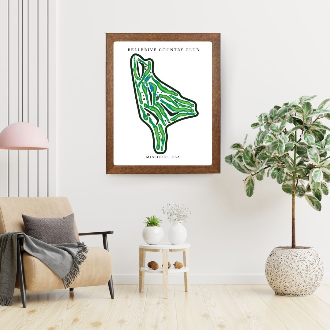Bellerive Country Club Golf Course Prints, Missouri, Golf Map Artwork