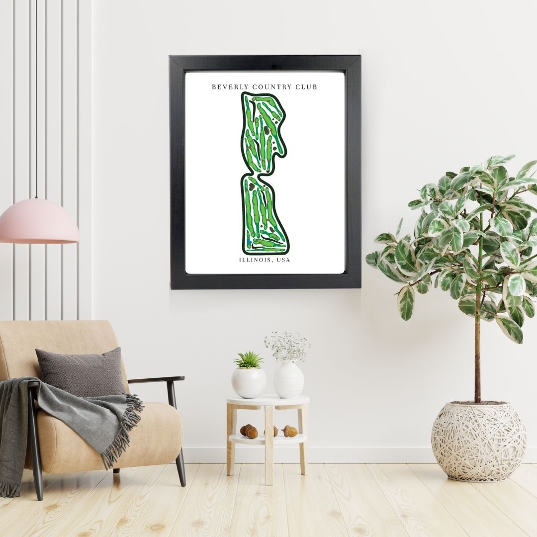 Beverly Country Club Golf Course Prints, Illinois, Golf Map Artwork