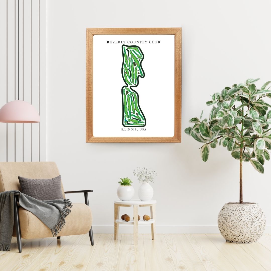 Beverly Country Club Golf Course Prints, Illinois, Golf Map Artwork