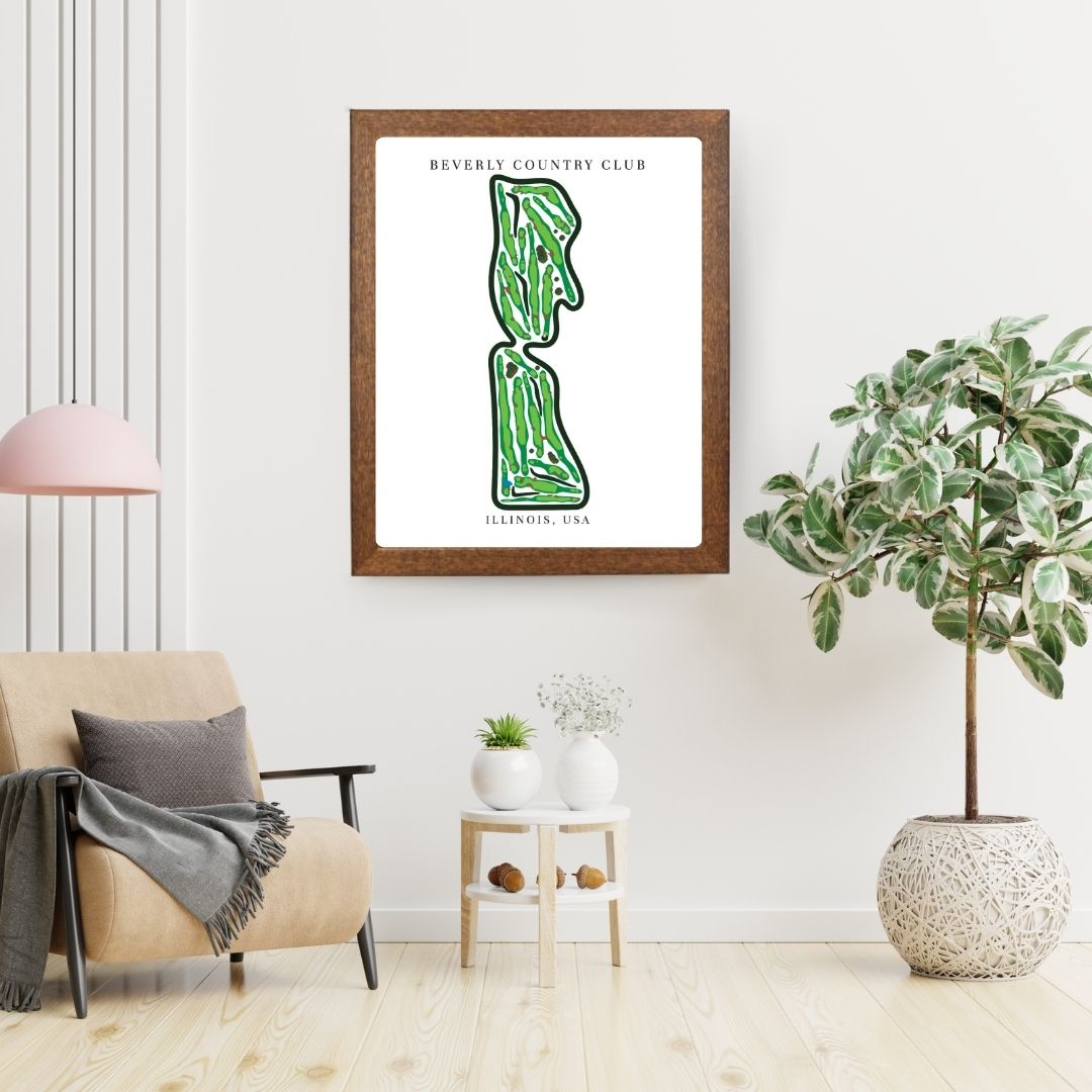 Beverly Country Club Golf Course Prints, Illinois, Golf Map Artwork