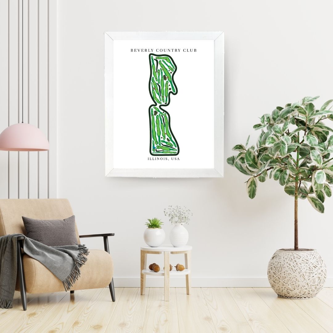 Beverly Country Club Golf Course Prints, Illinois, Golf Map Artwork