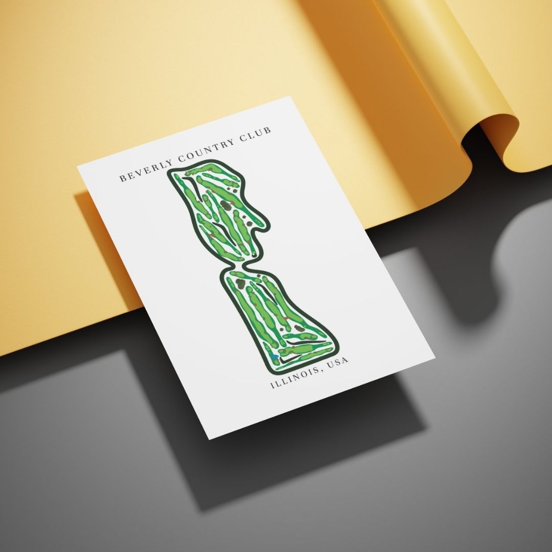 Beverly Country Club Golf Course Prints, Illinois, Golf Map Artwork