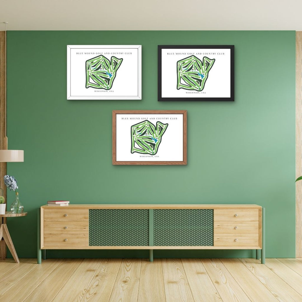 Blue Mound Golf and Country Club Golf Course Prints, Wisconsin, Golf Map Artwork