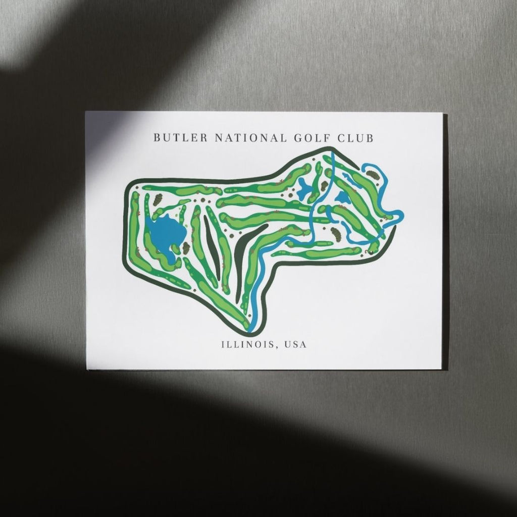 Butler National Golf Club Golf Course Prints, Illinois, Golf Map Artwork