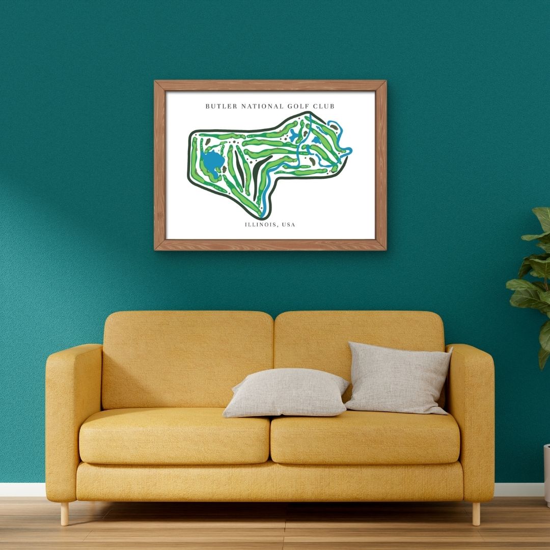 Butler National Golf Club Golf Course Prints, Illinois, Golf Map Artwork
