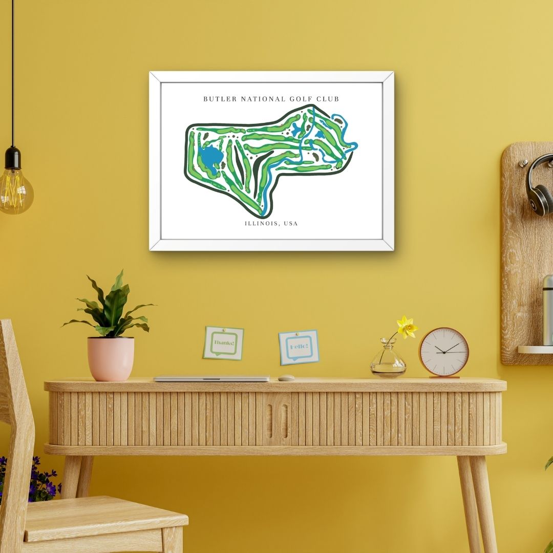 Butler National Golf Club Golf Course Prints, Illinois, Golf Map Artwork