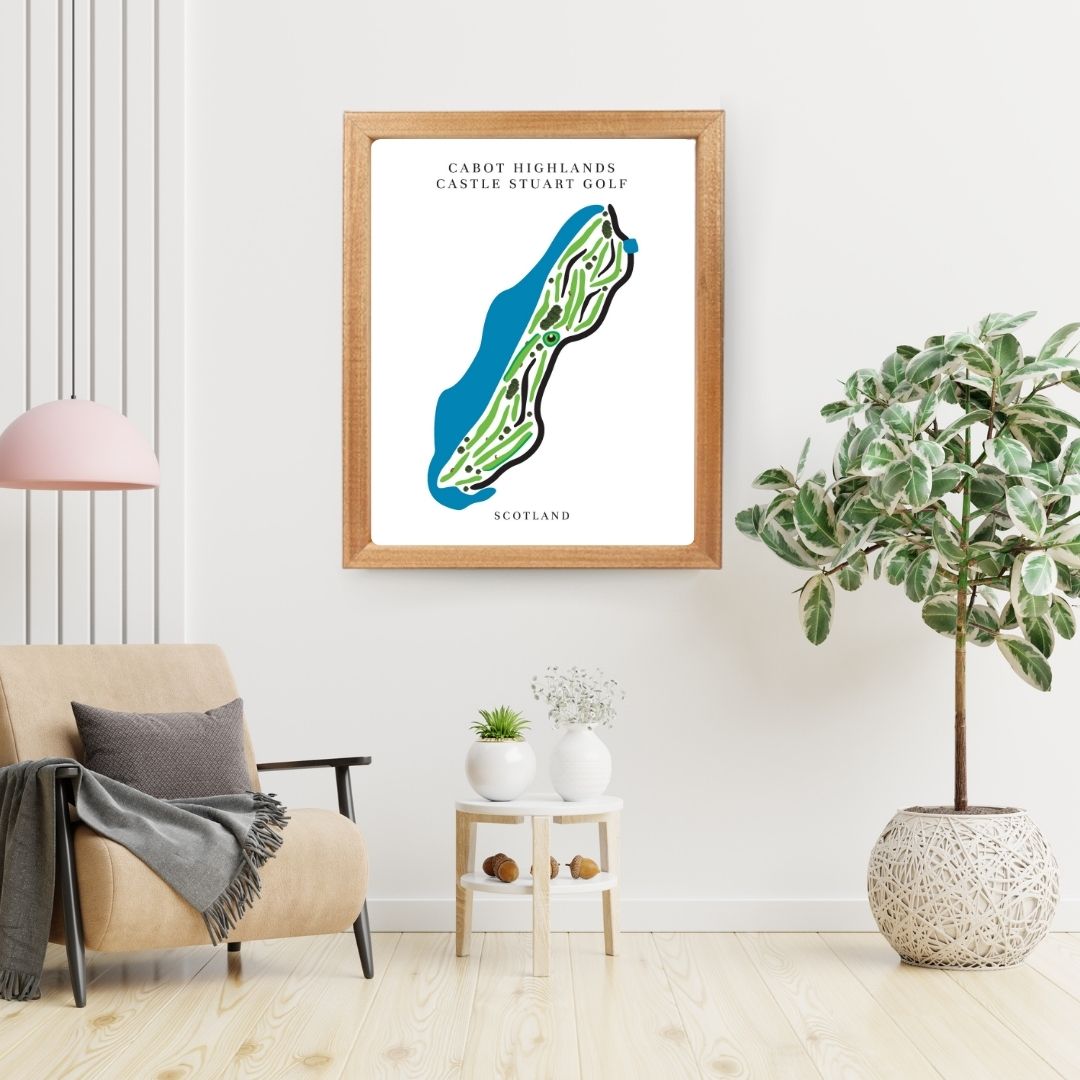 Cabot Highlands Castle Stuart Golf Course Prints, Scotland, Golf Map Artwork