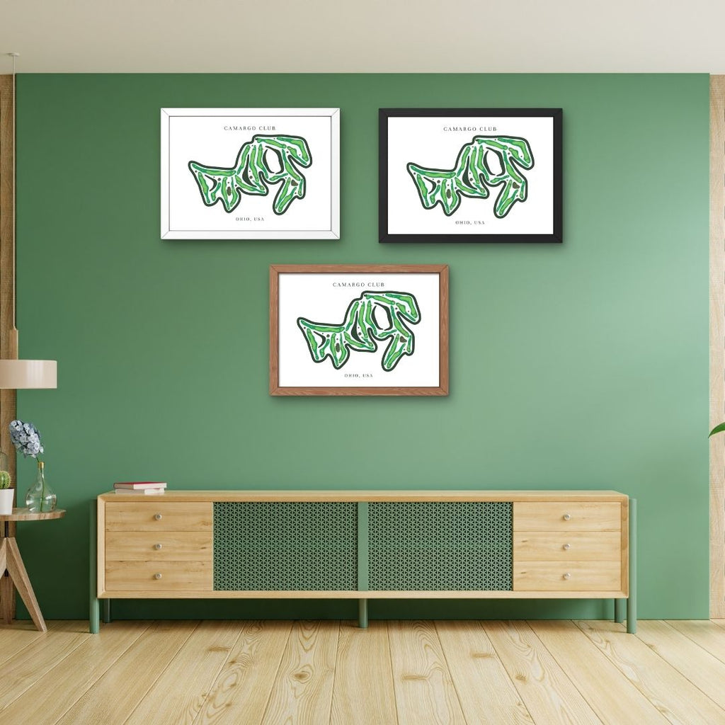 Camargo Club Golf Course Prints, Ohio, Golf Map Artwork
