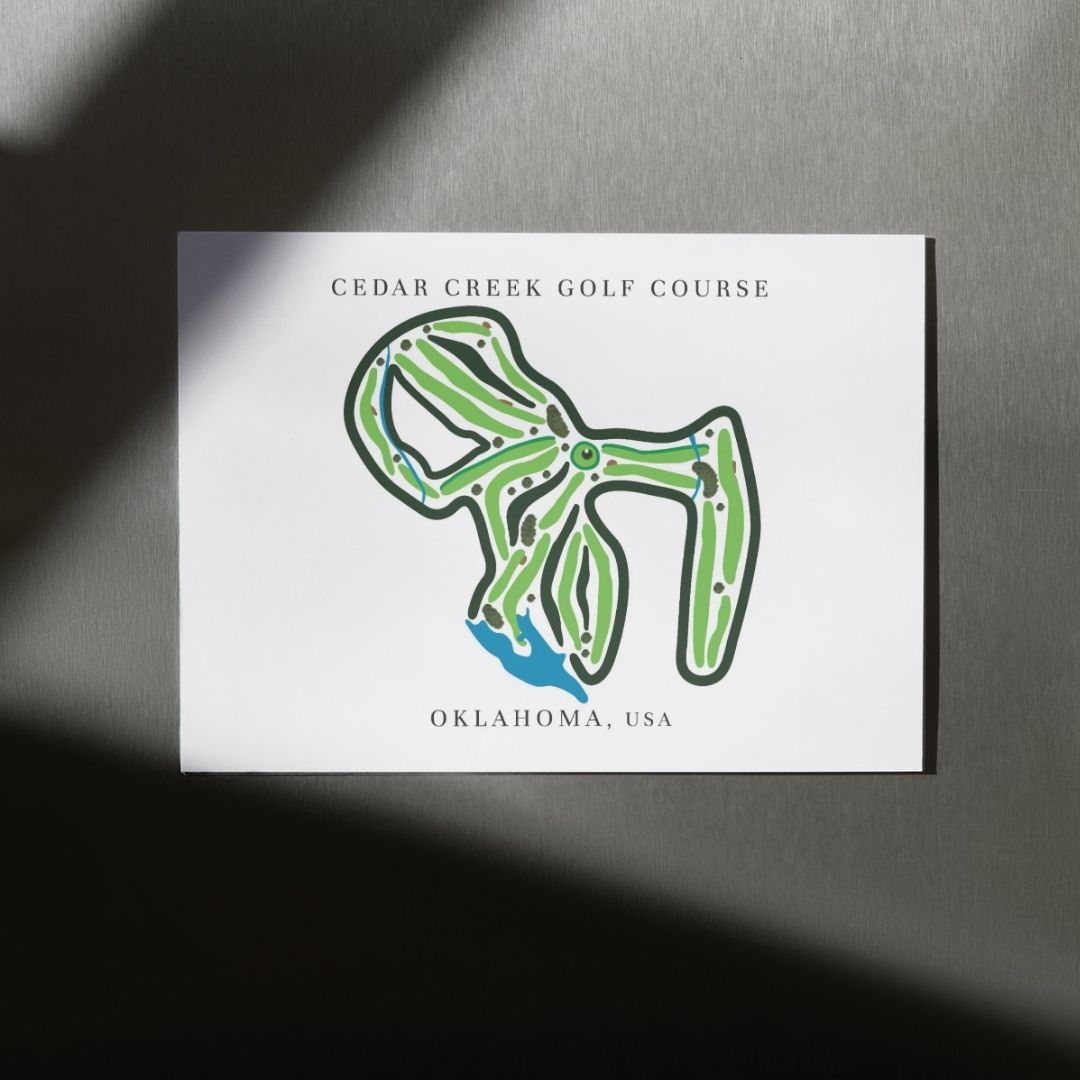 Cedar Creek Golf Course Golf Course Prints, Oklahoma, Golf Map Artwork