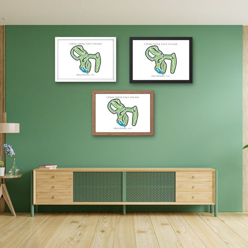 Cedar Creek Golf Course Golf Course Prints, Oklahoma, Golf Map Artwork