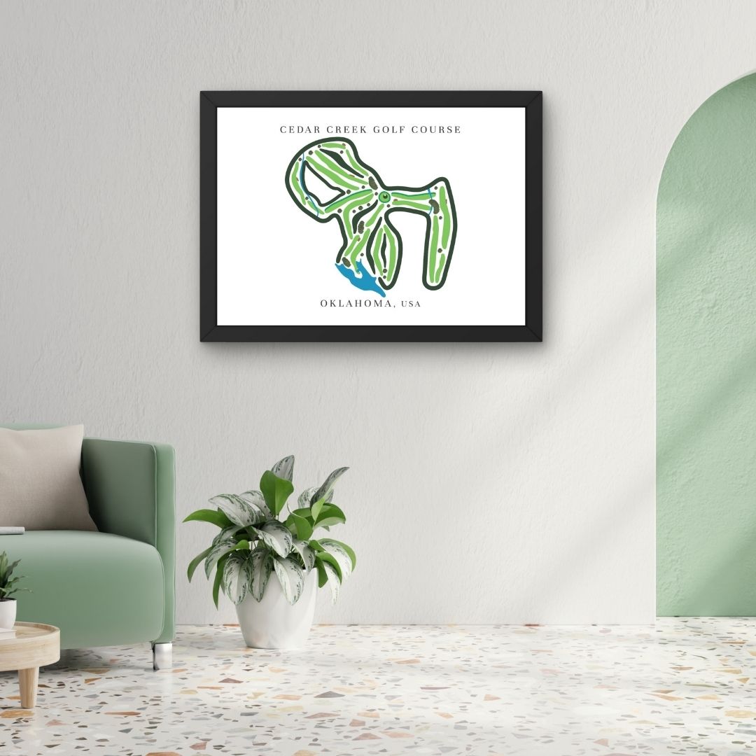 Cedar Creek Golf Course Golf Course Prints, Oklahoma, Golf Map Artwork