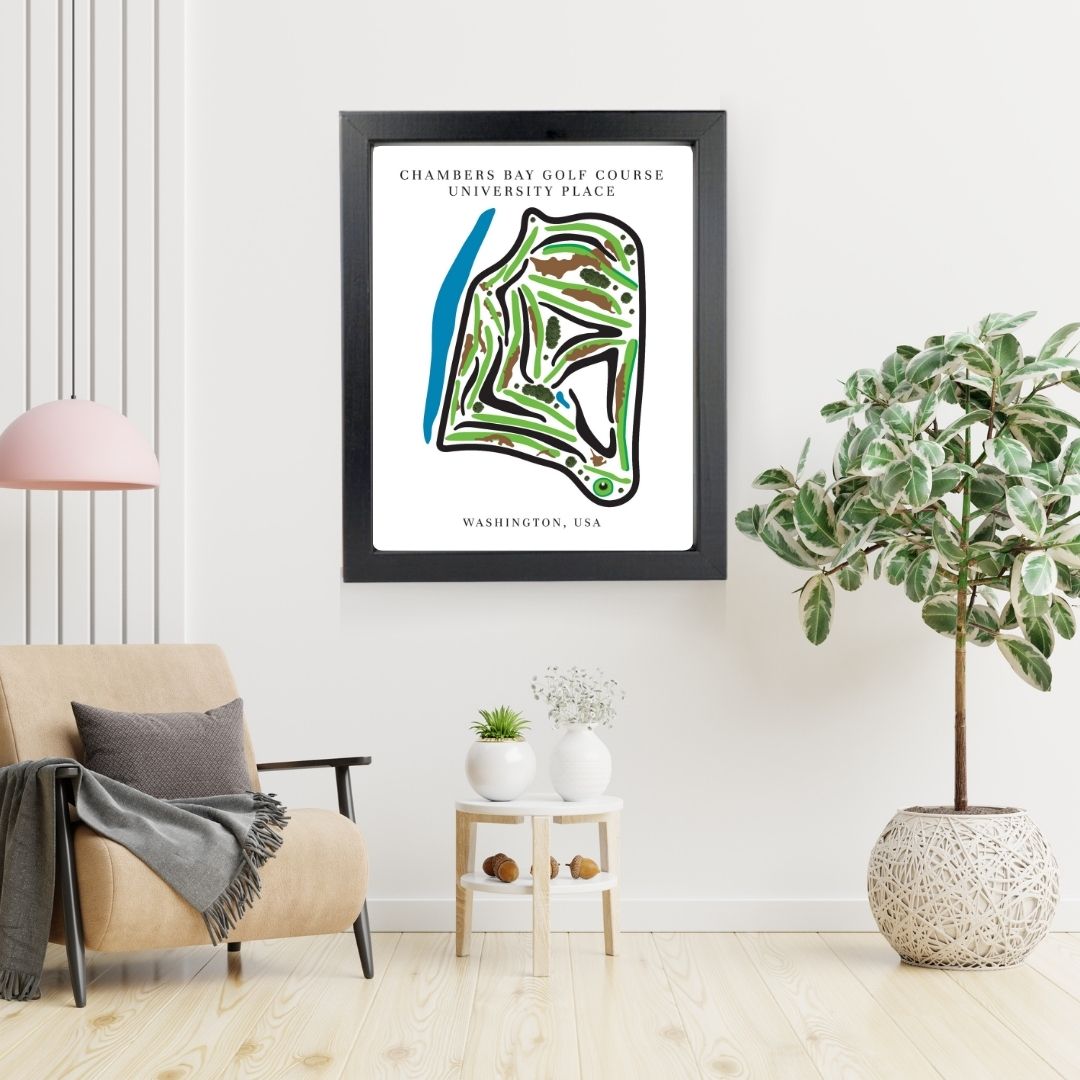 Chambers Bay Golf Course Prints, Washington, Golf Map Artwork