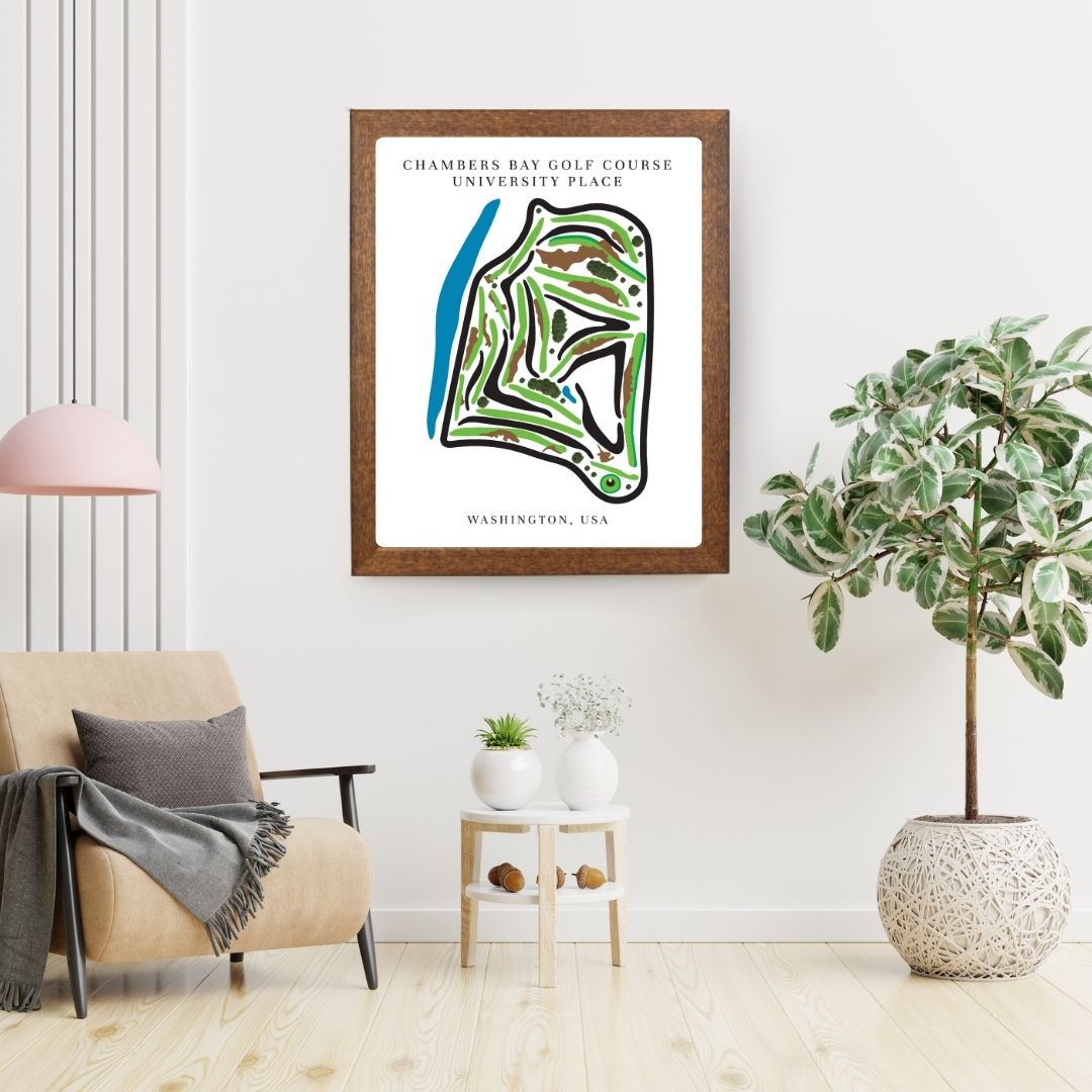 Chambers Bay Golf Course Prints, Washington, Golf Map Artwork