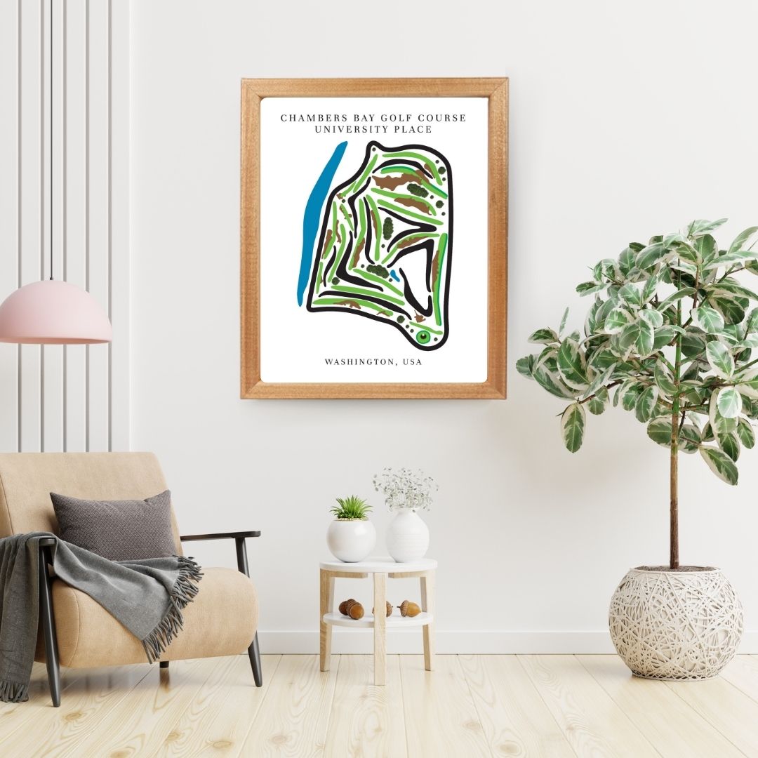 Chambers Bay Golf Course Prints, Washington, Golf Map Artwork