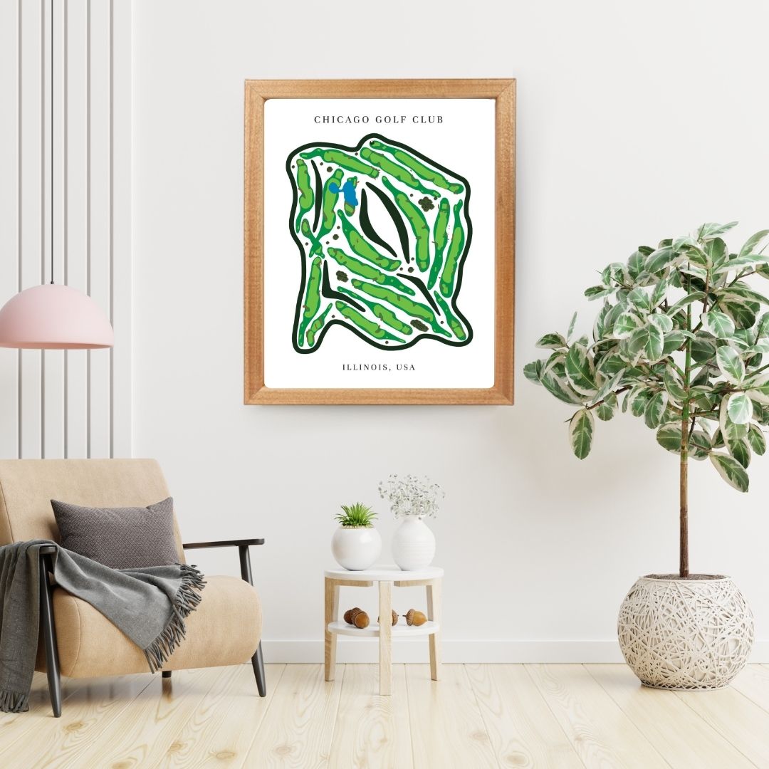Chicago Golf Club Golf Course Prints, Illinois, Golf Map Artwork
