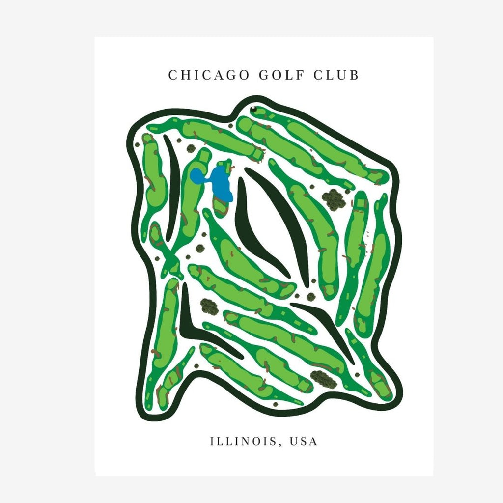 Chicago Golf Club Golf Course Prints, Illinois, Golf Map Artwork