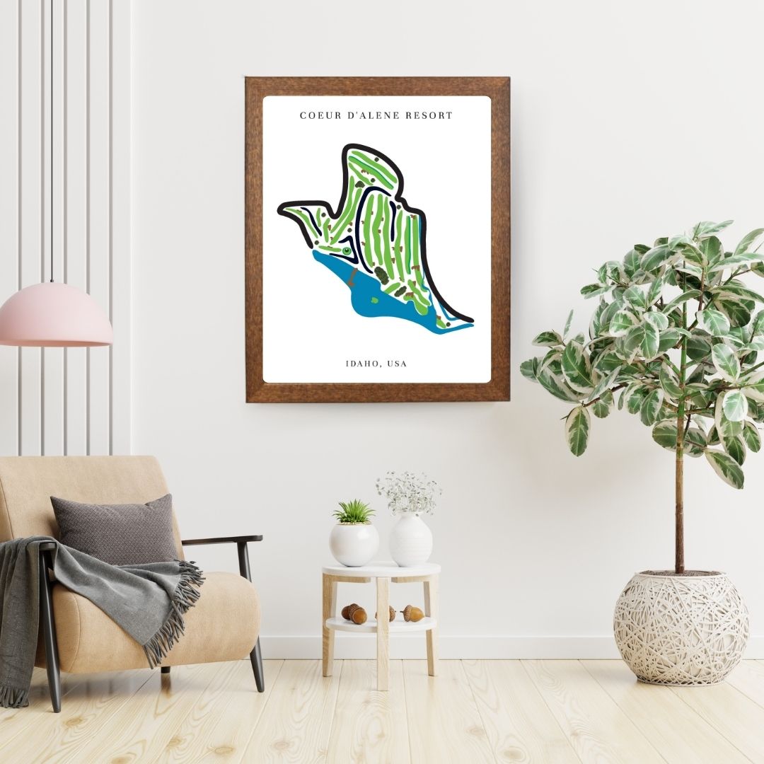 Coeur d'Alene Resort Golf Course Prints, Idaho, Golf Map Artwork