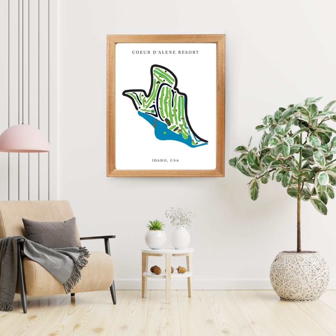 Coeur d'Alene Resort Golf Course Prints, Idaho, Golf Map Artwork