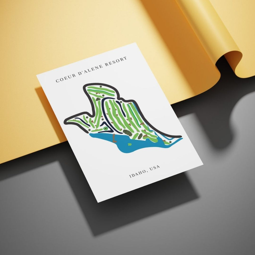 Coeur d'Alene Resort Golf Course Prints, Idaho, Golf Map Artwork
