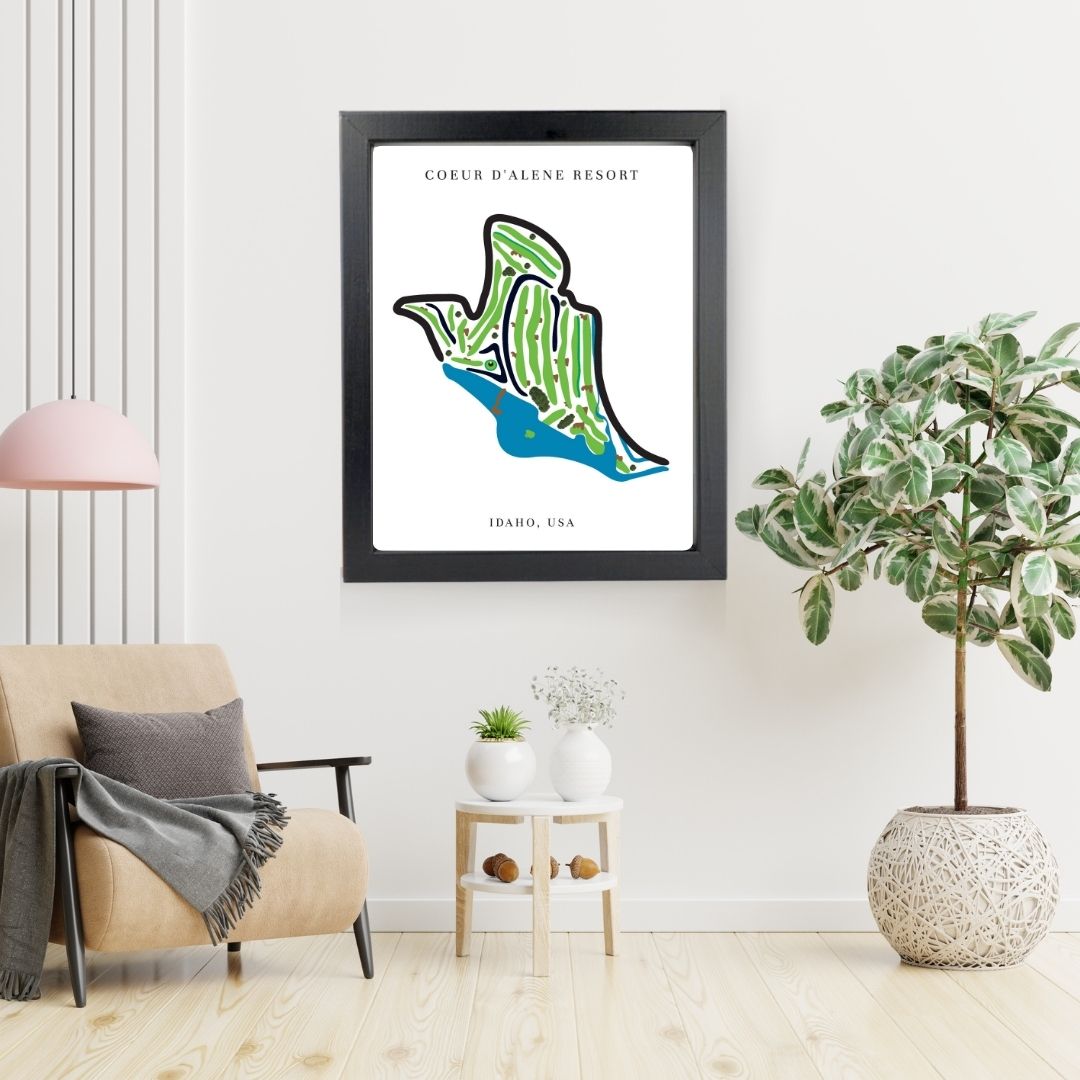 Coeur d'Alene Resort Golf Course Prints, Idaho, Golf Map Artwork