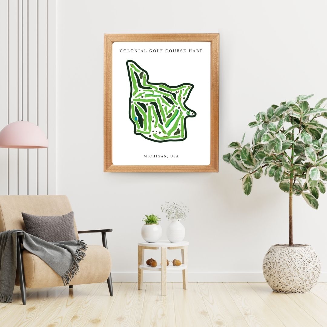 Colonial Golf Course Golf Course Prints, Michigan, Golf Map Artwork