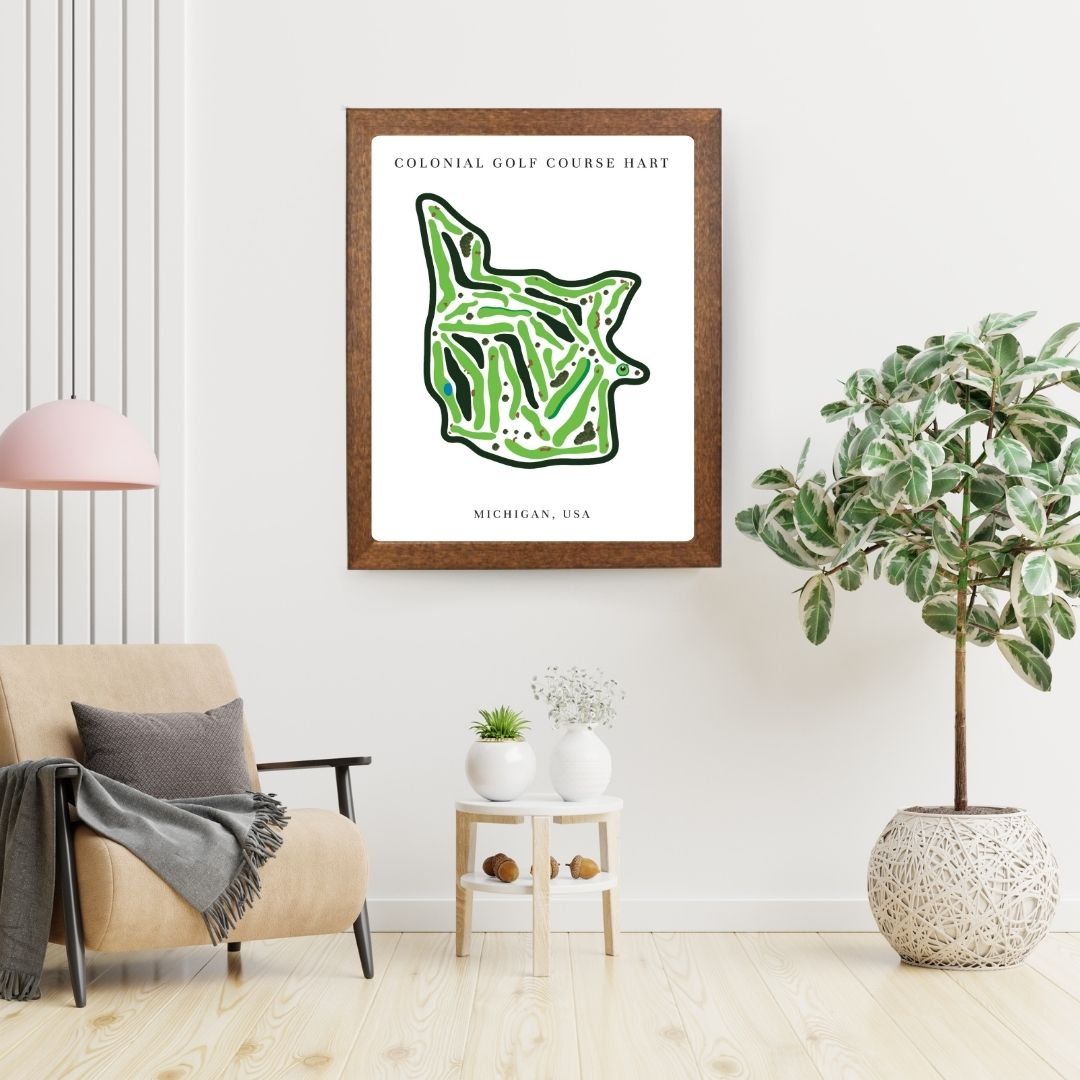 Colonial Golf Course Golf Course Prints, Michigan, Golf Map Artwork