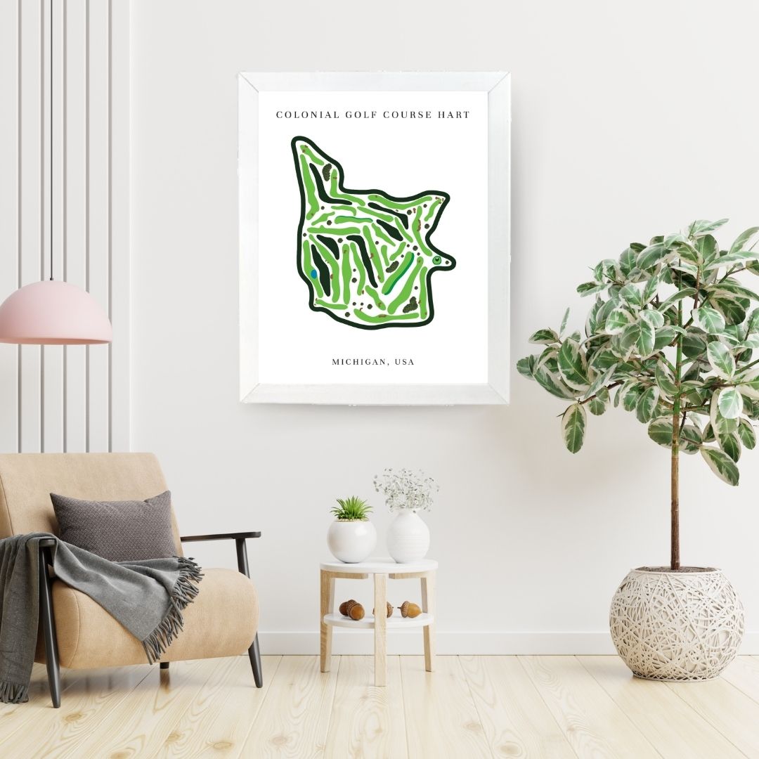 Colonial Golf Course Golf Course Prints, Michigan, Golf Map Artwork