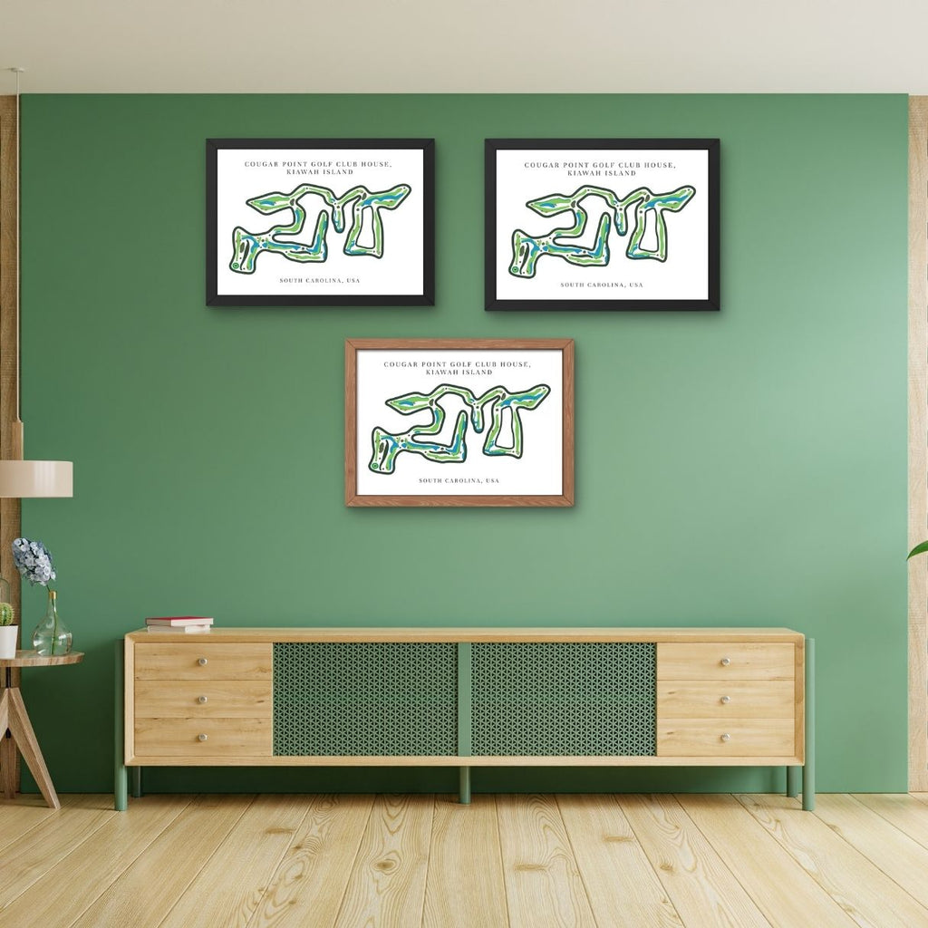 Cougar Point Golf Club House Golf Course Prints, South Carolina, Golf Map Artwork