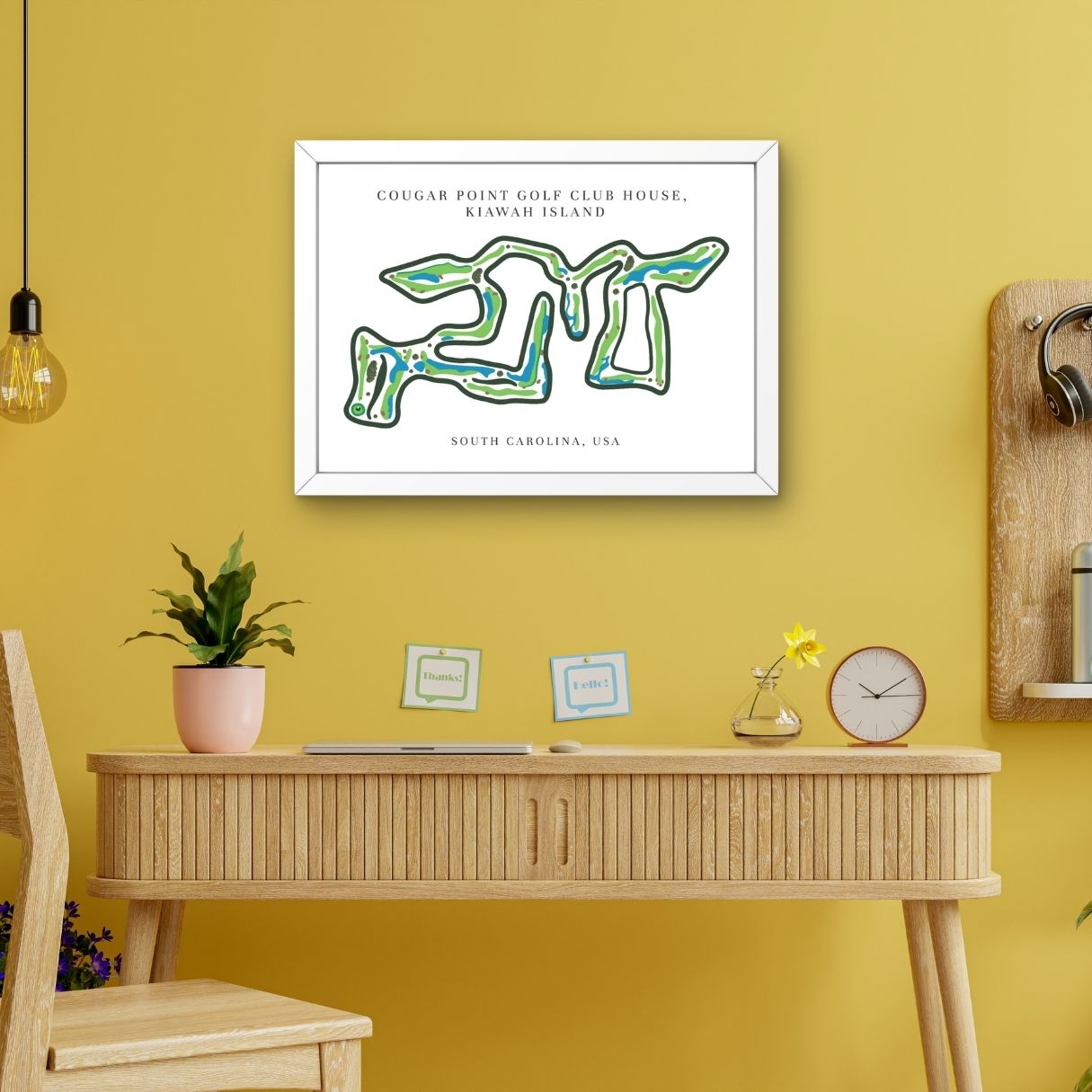 Cougar Point Golf Club House Golf Course Prints, South Carolina, Golf Map Artwork