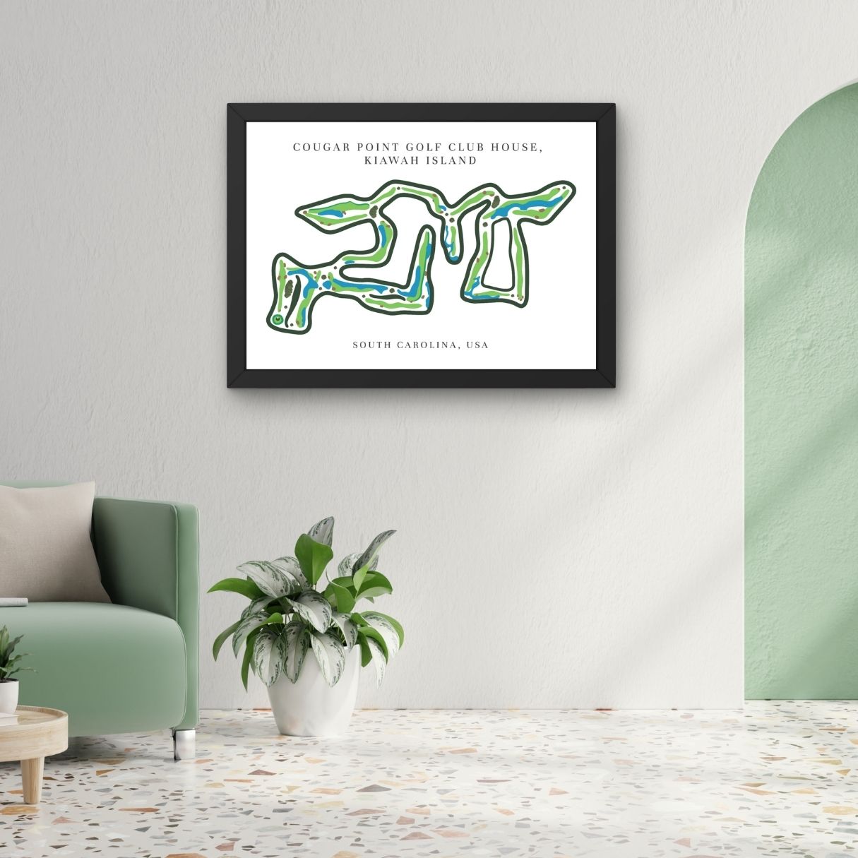 Cougar Point Golf Club House Golf Course Prints, South Carolina, Golf Map Artwork