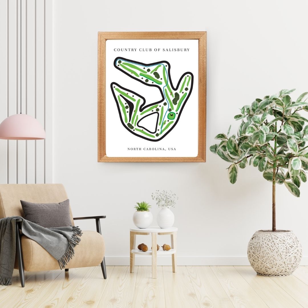 Country Club of Salisbury Golf Course Prints, North Carolina, Golf Map Artwork
