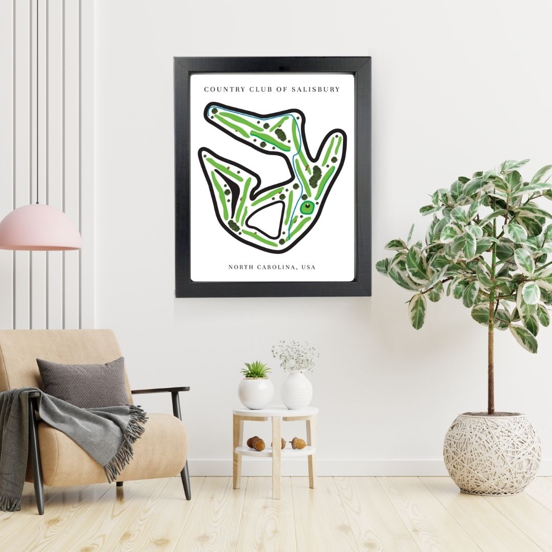 Country Club of Salisbury Golf Course Prints, North Carolina, Golf Map Artwork